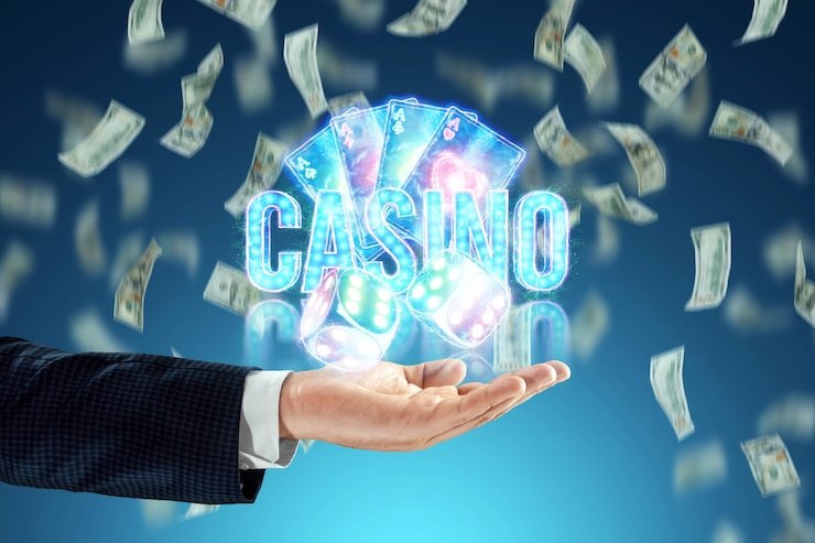 Antarmuka permainan Casino Hold'em live dealer di platform clockwork dengan meja permainan dan dealer langsung